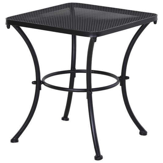 Photo of Outsunny Square Garden Metal Bistro Table Outdoor Patio Coffee Side Desk - Black 45L X 45W X 50H CM in CM colour on a white background