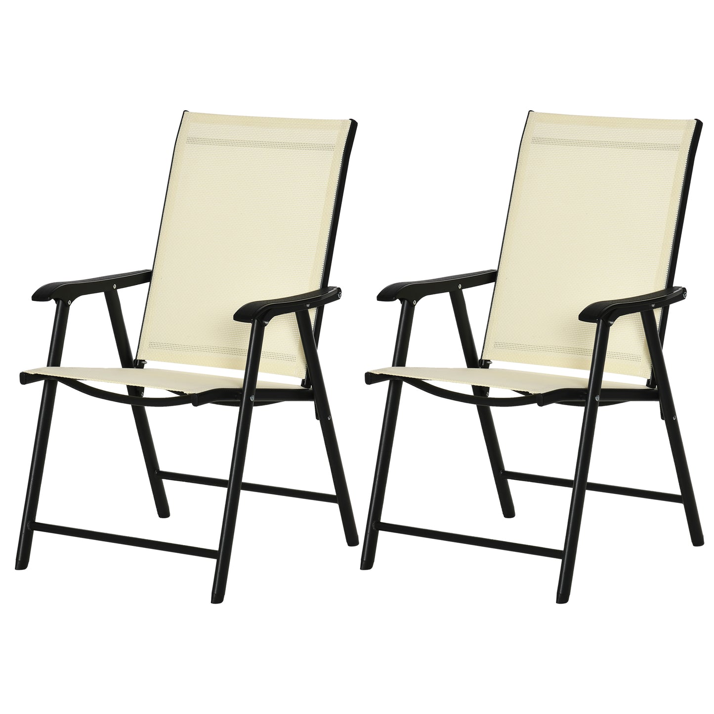 Photo of Outsunny Set of Two Folding Garden Chairs - Beige in Beige colour on a white background