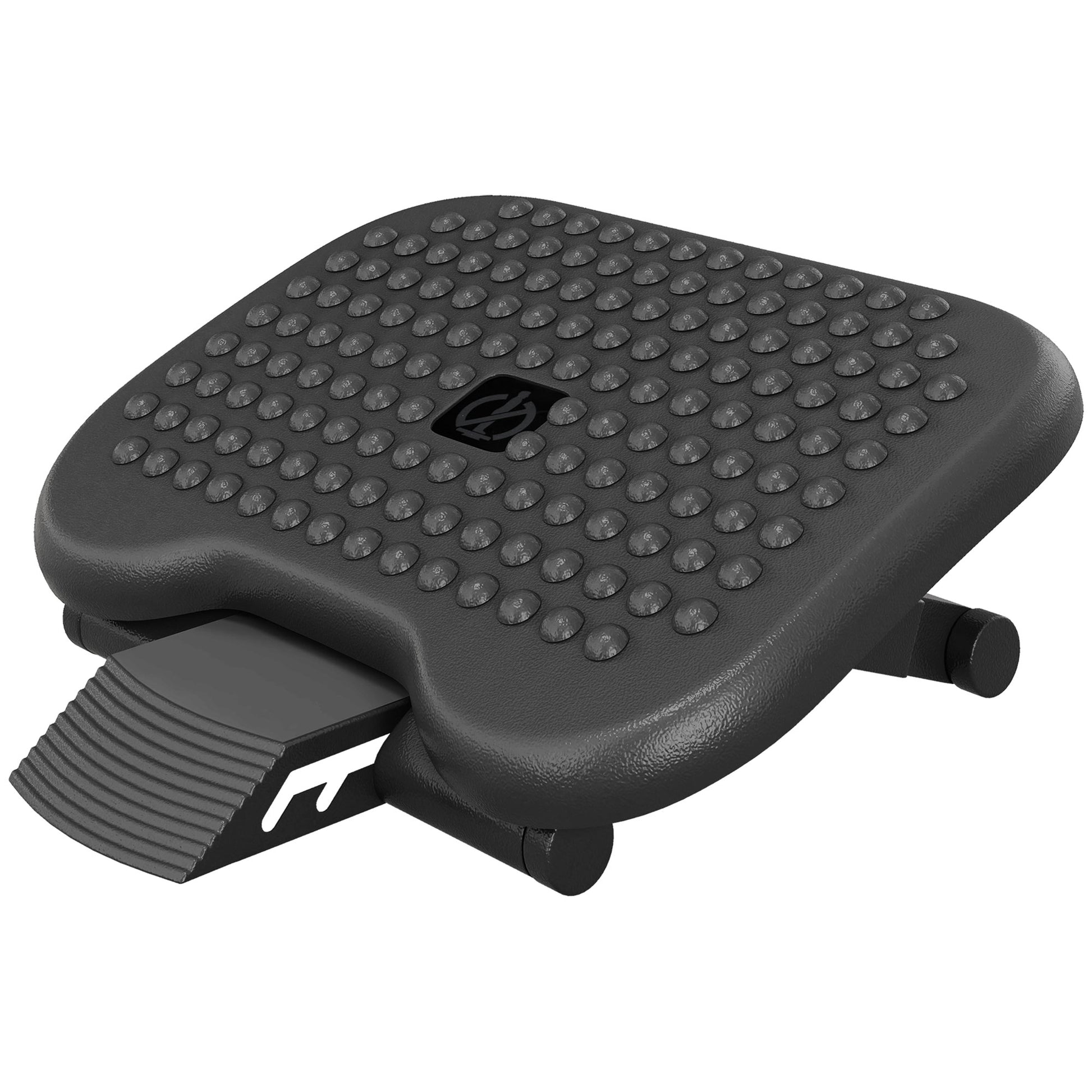 Photo of HOMCOM Footrest Adjustable Height & Angle Tilting Platform Home Office Foot Rest Black in Black colour on a white background
