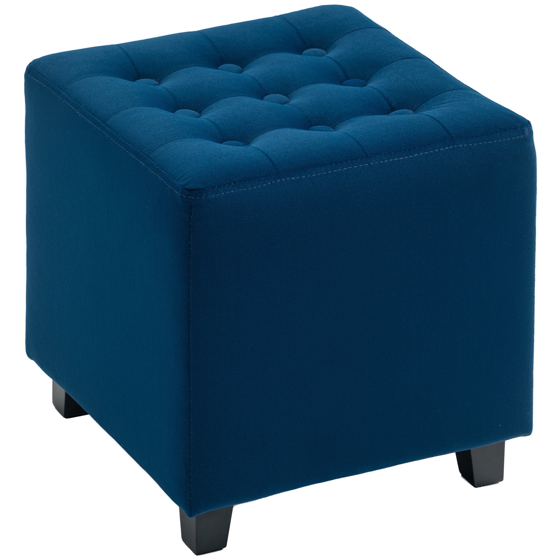 Photo of HOMCOM Velvet-Feel Square Ottoman - Blue in Blue colour on a white background