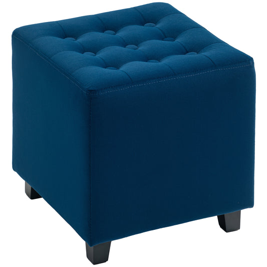 Photo of HOMCOM Velvet-Feel Square Ottoman - Blue in Blue colour on a white background