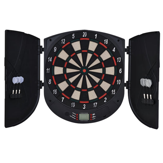 Photo of HOMCOM  Electronic Dartboard Set 26 Games and 185 Variations with 6 Darts and Cabinet to Stroage Multi-Game Option Ready-to-Play in Ready-to-Play colour on a white background