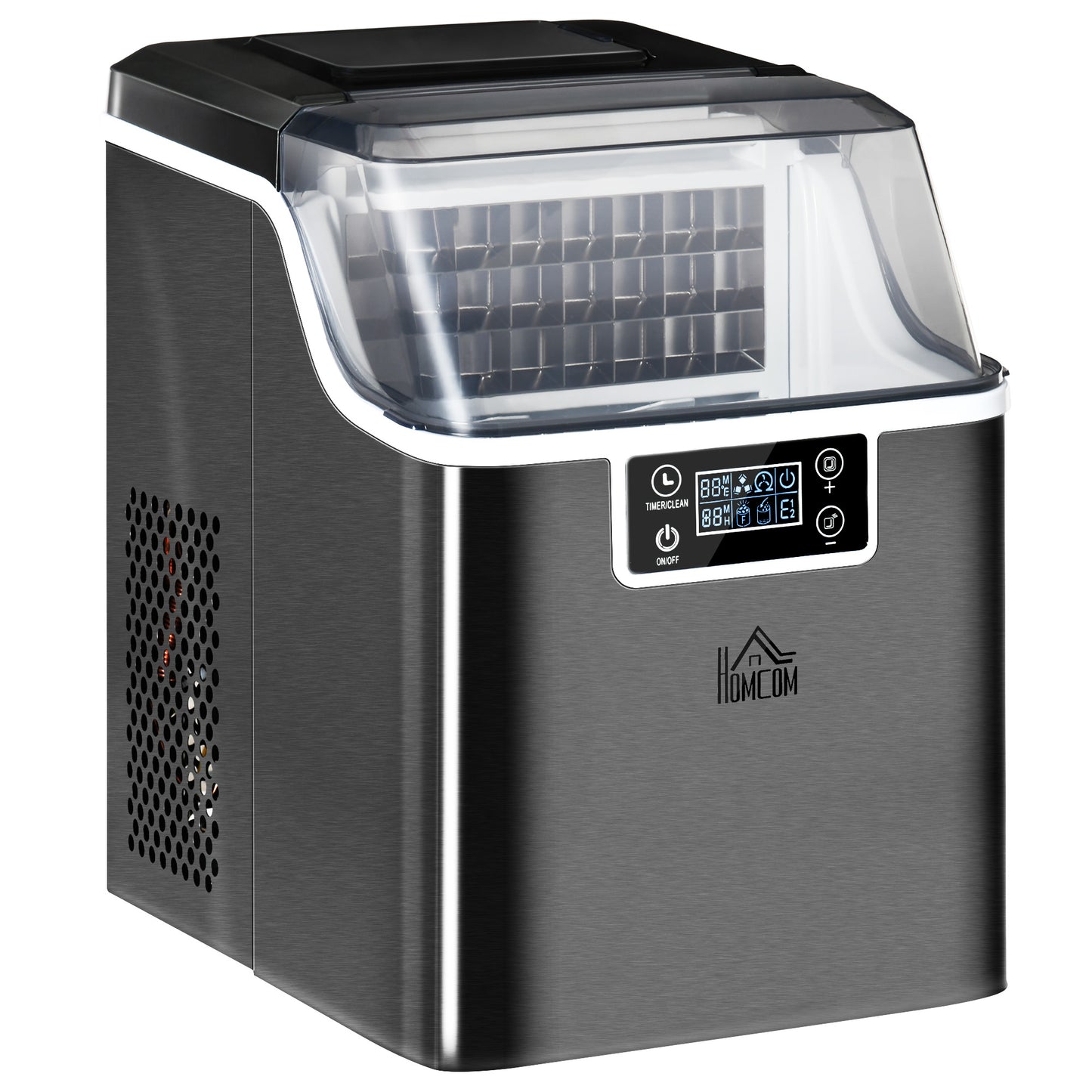 Photo of HOMCOM 3.2L Compact Ice Machine, with LCD Screen and Accessories - Black in Black colour on a white background