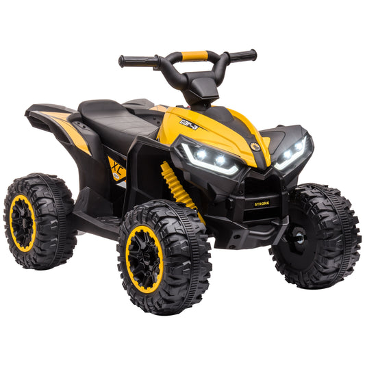 Photo of HOMCOM 12V Ride-On Quad Bike w/ Music, Horn, for Ages 3+ Years - Yellow in Yellow colour on a white background