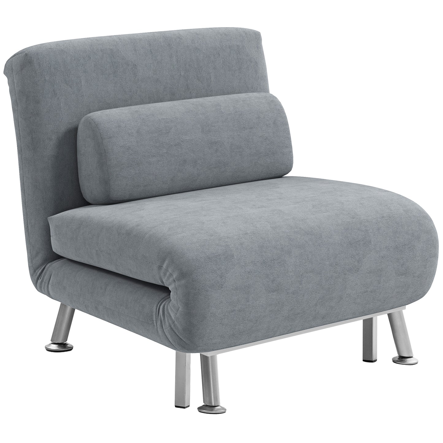 Photo of HOMCOM Single Velvet-Feel Sleeper Chair - Grey in Grey colour on a white background