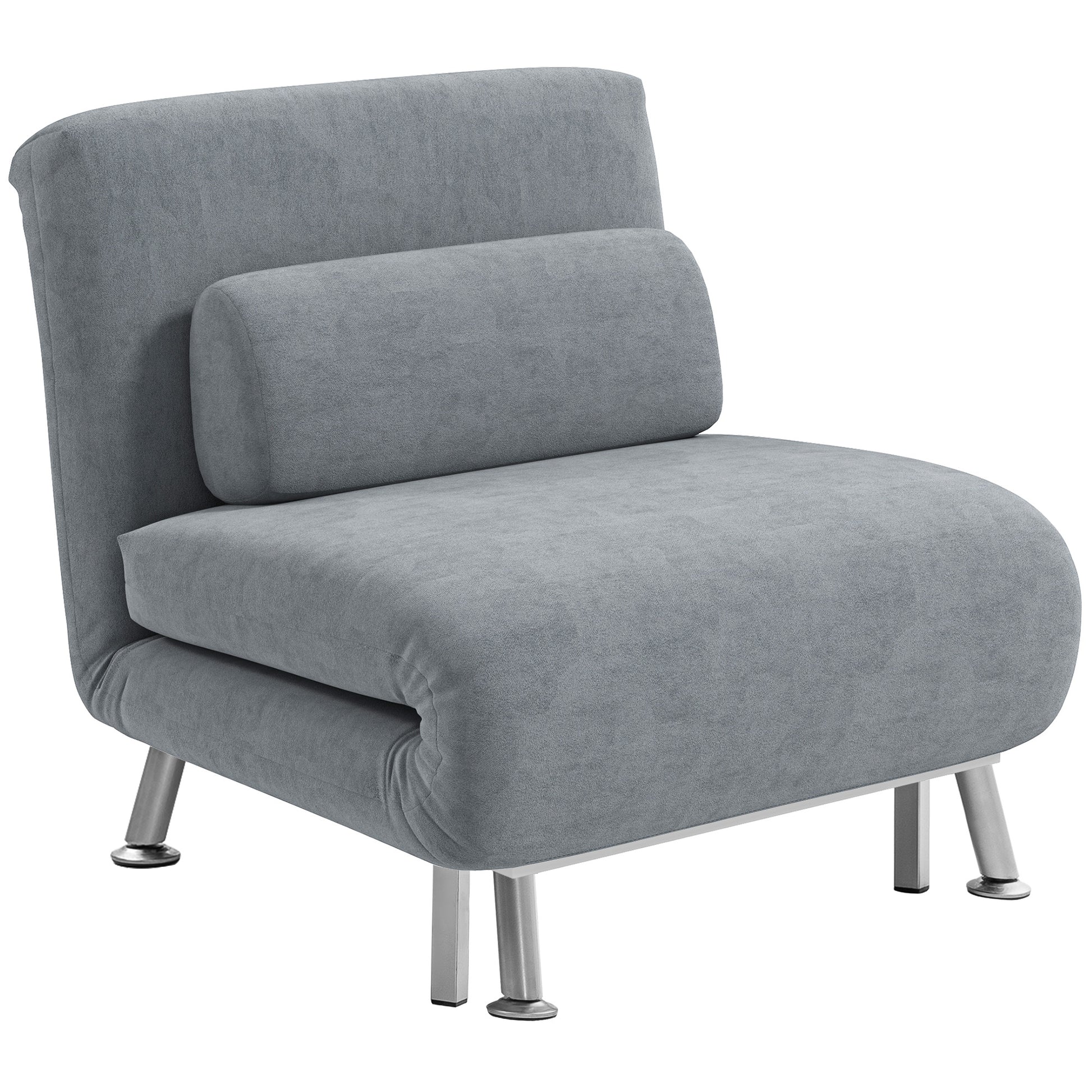 Photo of HOMCOM Single Velvet-Feel Sleeper Chair - Grey in Grey colour on a white background