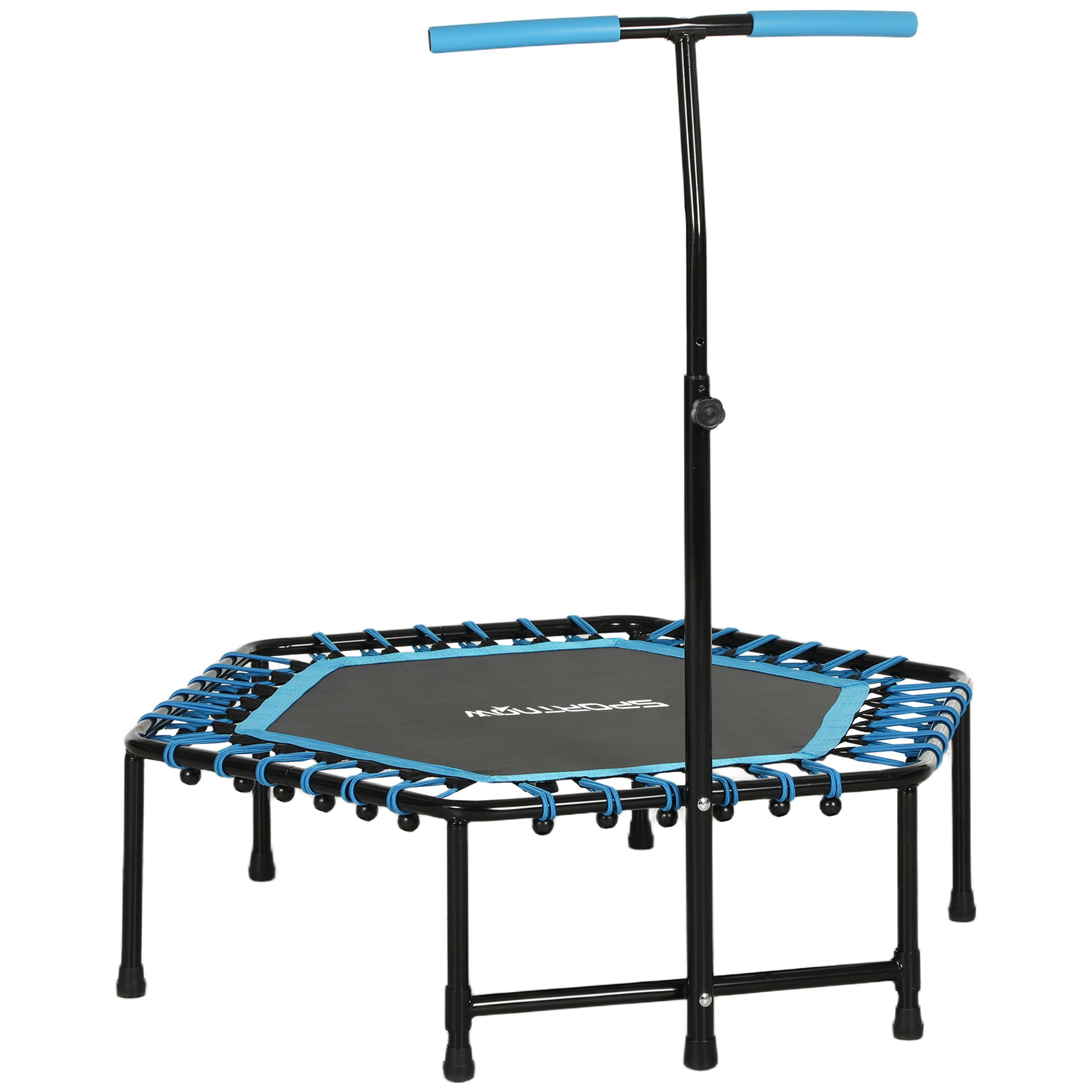 Photo of SPORTNOW 45" Rebounder Trampoline for Adults, Quiet Bungee Rebounder with LED Lights and Adjustable Handle, Blue in Blue colour on a white background