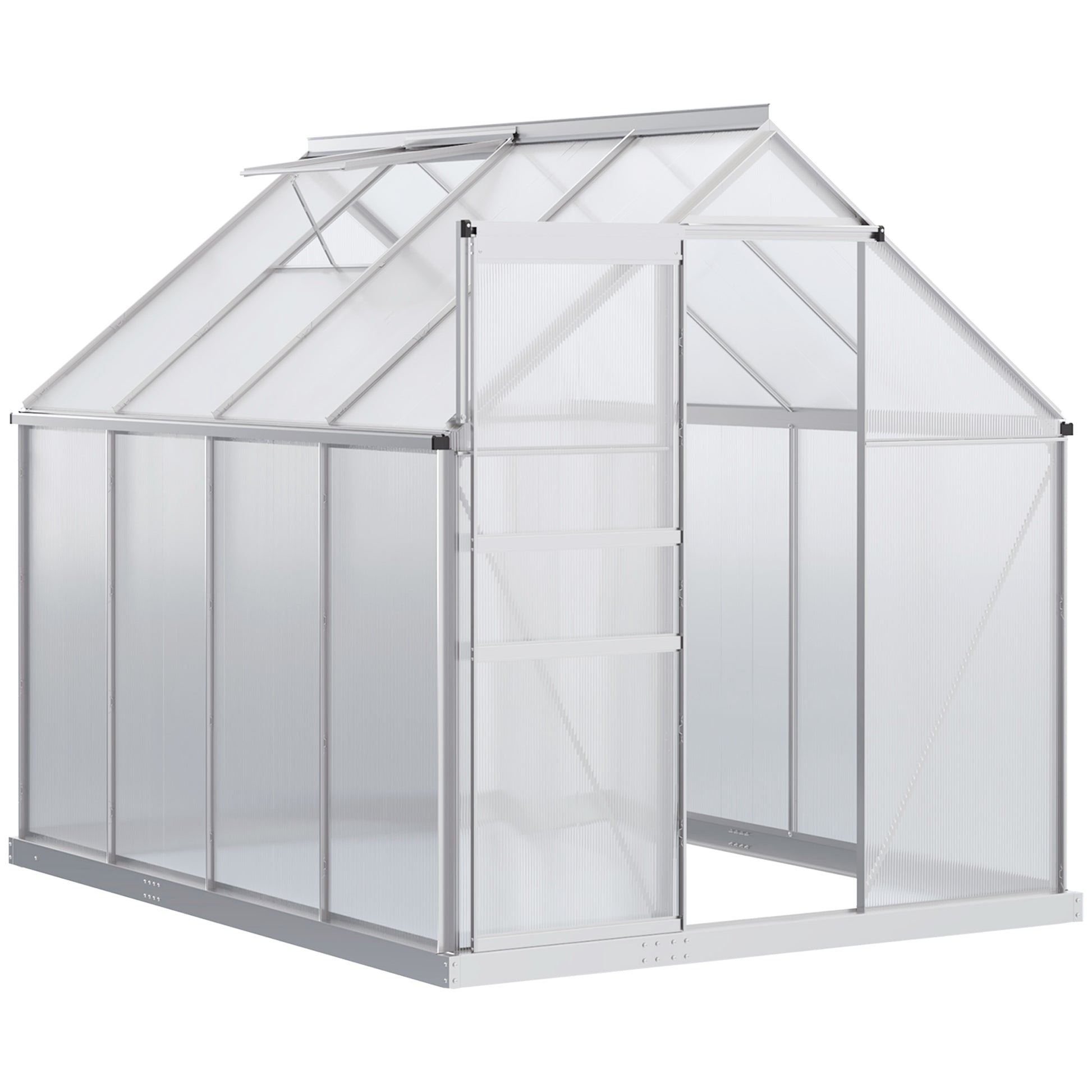 Photo of Outsunny 190 x 253 cm Walk-In Polycarbonate Greenhouse - Silver-Tone in Silver-Tone colour on a white background