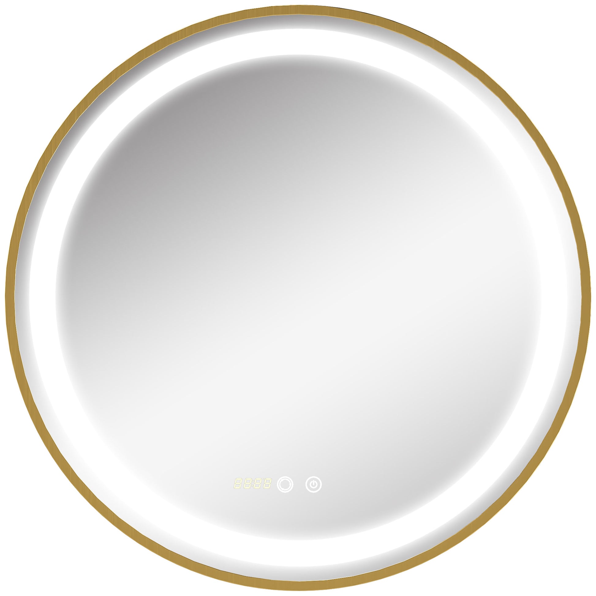 Photo of kleankin Round LED Bathroom Mirror, Dimmable Lighted Wall Mount Mirror with 3 Colours, Time Display, Memory Function, Hardwired in Hardwired colour on a white background