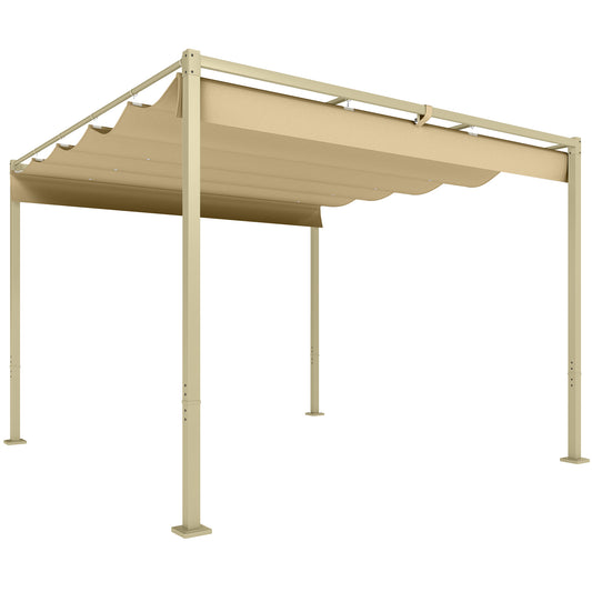 Photo of Outsunny 3 x 3m Retractable Roof Metal Pergola - Black in Black colour on a white background