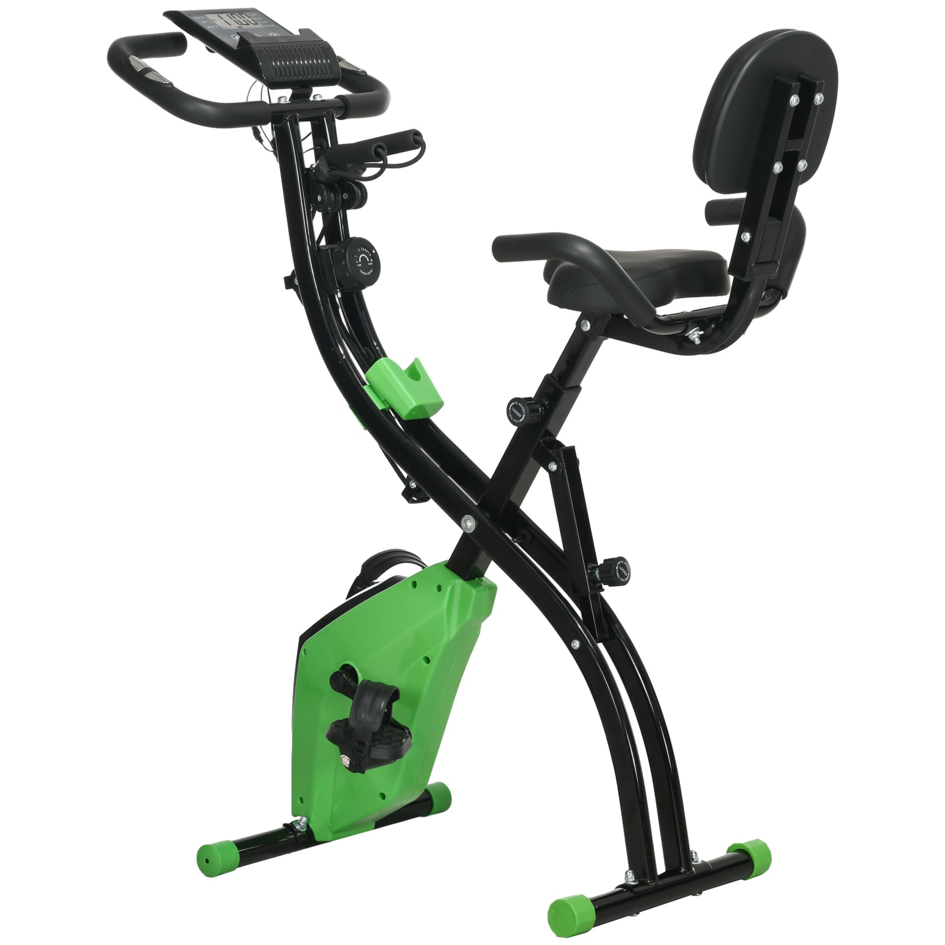 Photo of HOMCOM 2-in-1 Folding Exercise Bike with 8-Level Magnetic Resistance, Arm Resistance Band, Pulse Sensor, Green in Green colour on a white background