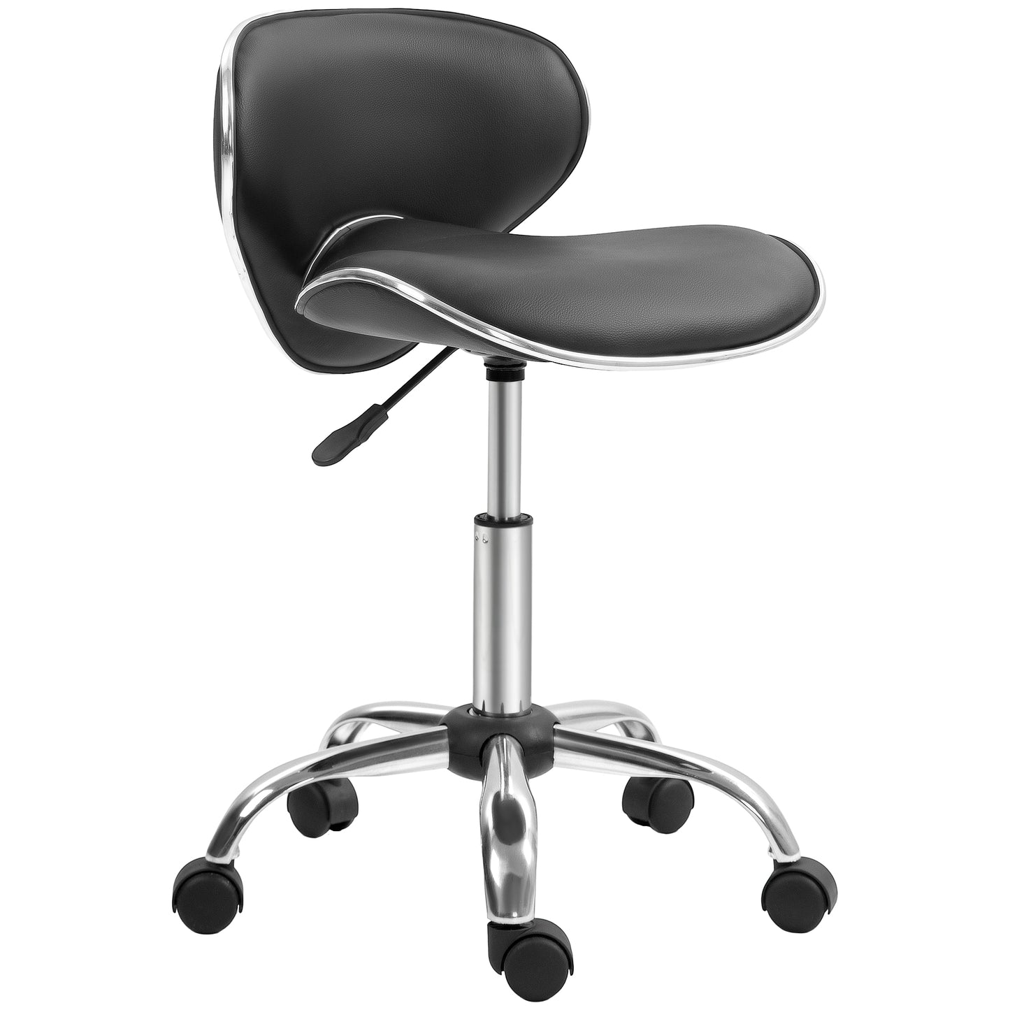 Photo of HOMCOM Adjustable Rolling Swivel Beauty Salon Chair, Stool for Spa, Black in Black colour on a white background