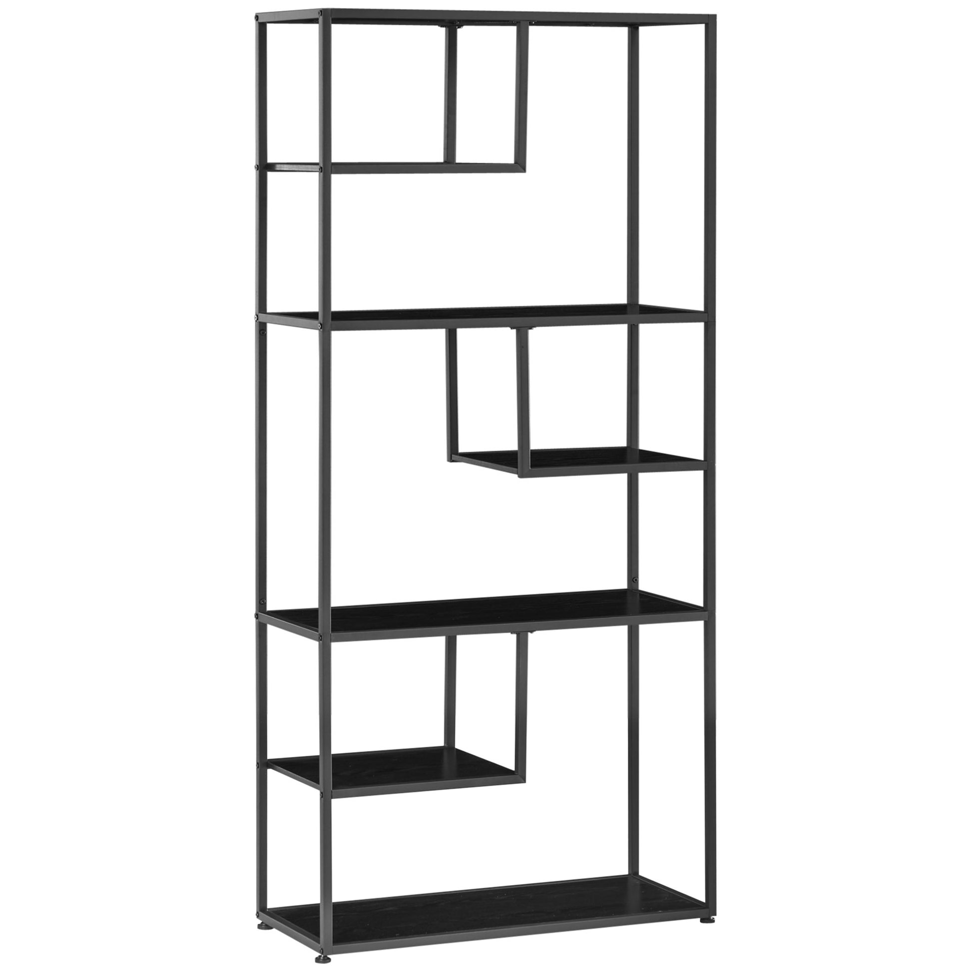 Photo of HOMCOM Industrial Accent Display Rack 7 Tier Bookcase, Display Rack for Living Room, Office, Bedroom, Black in Black colour on a white background