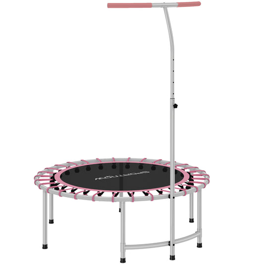 Photo of SPORTNOW 40" Fitness Trampoline, Mini Rebounder Trampoline for Adults with 5-Level Adjustable Handle, Indoor Exercise Bungee Rebounder, Max Load 100KG, Pink in Pink colour on a white background