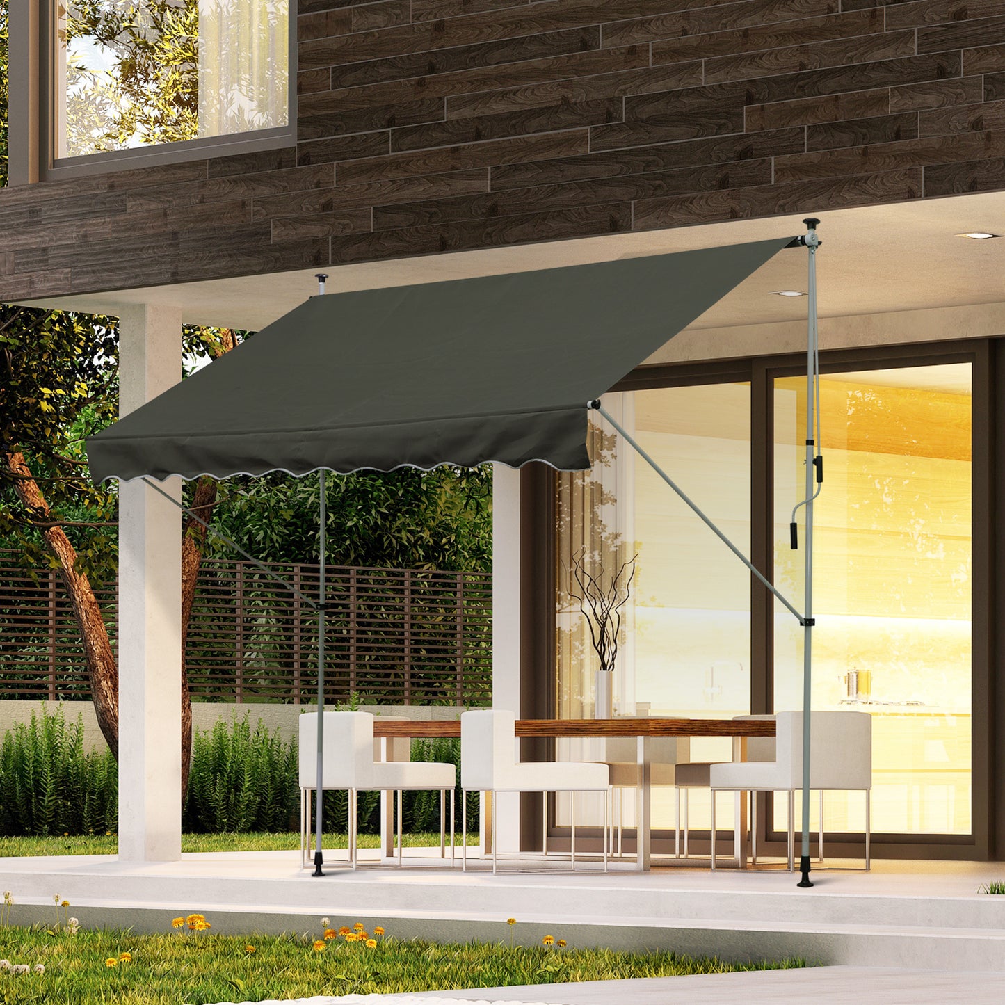 Outsunny 3x1.5m  Adjustable Outdoor Aluminium Frame Awning Grey
