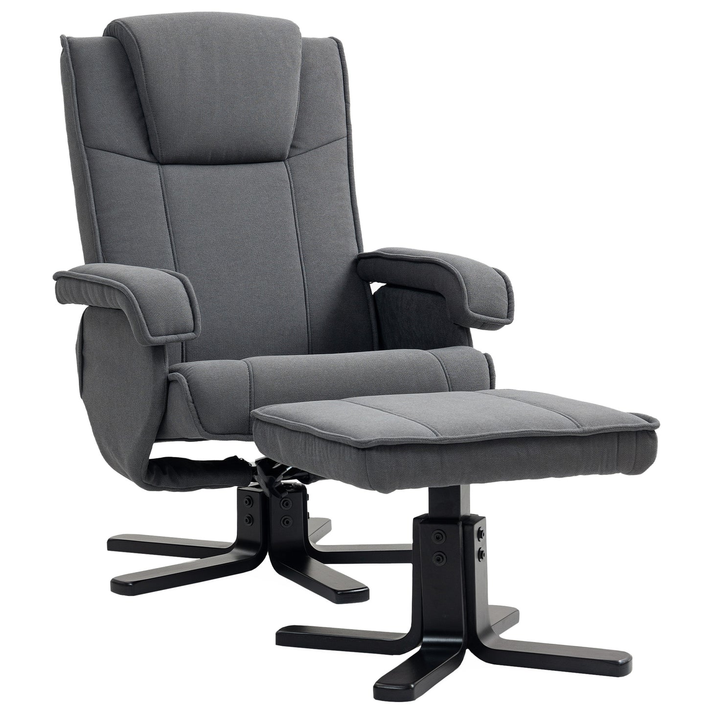 Photo of HOMCOM Swivel Recliner Chair with Footstool - Charcoal Grey Velvet in Velvet colour on a white background