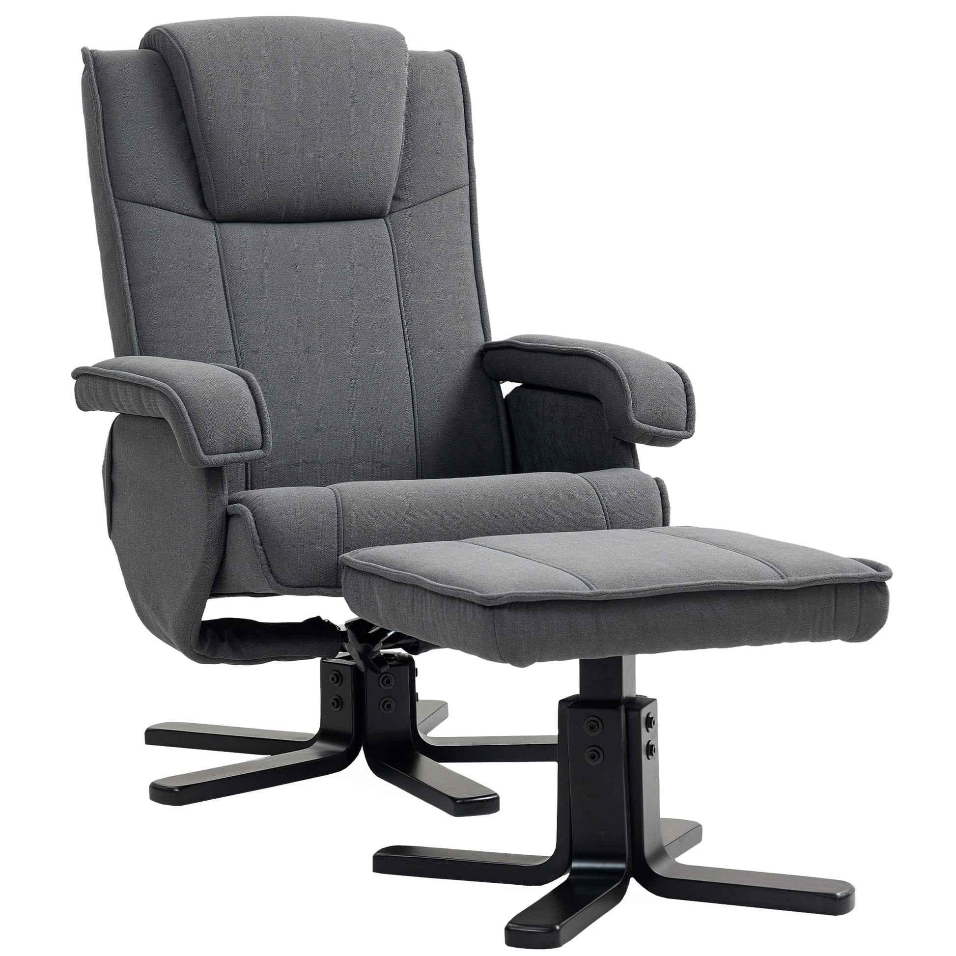 Photo of HOMCOM Swivel Recliner Chair with Footstool - Charcoal Grey Velvet in Velvet colour on a white background