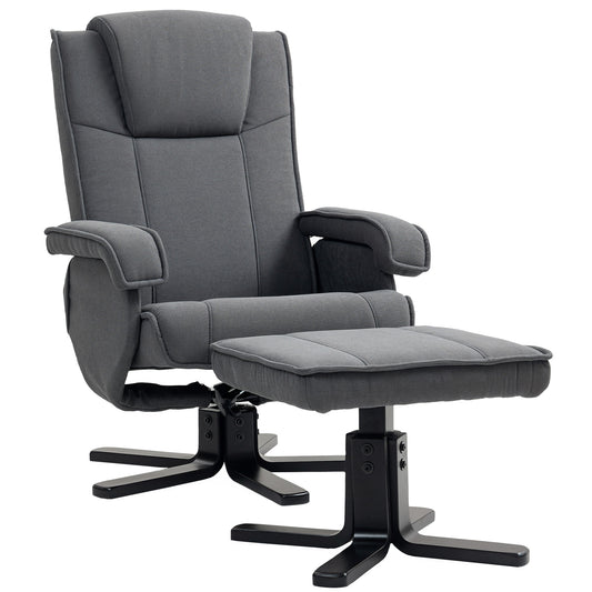 Photo of HOMCOM Swivel Recliner Chair with Footstool - Charcoal Grey Velvet in Velvet colour on a white background