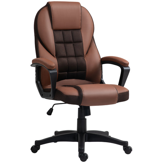 Photo of HOMCOM Faux Leather Office Chair - Brown in Brown colour on a white background
