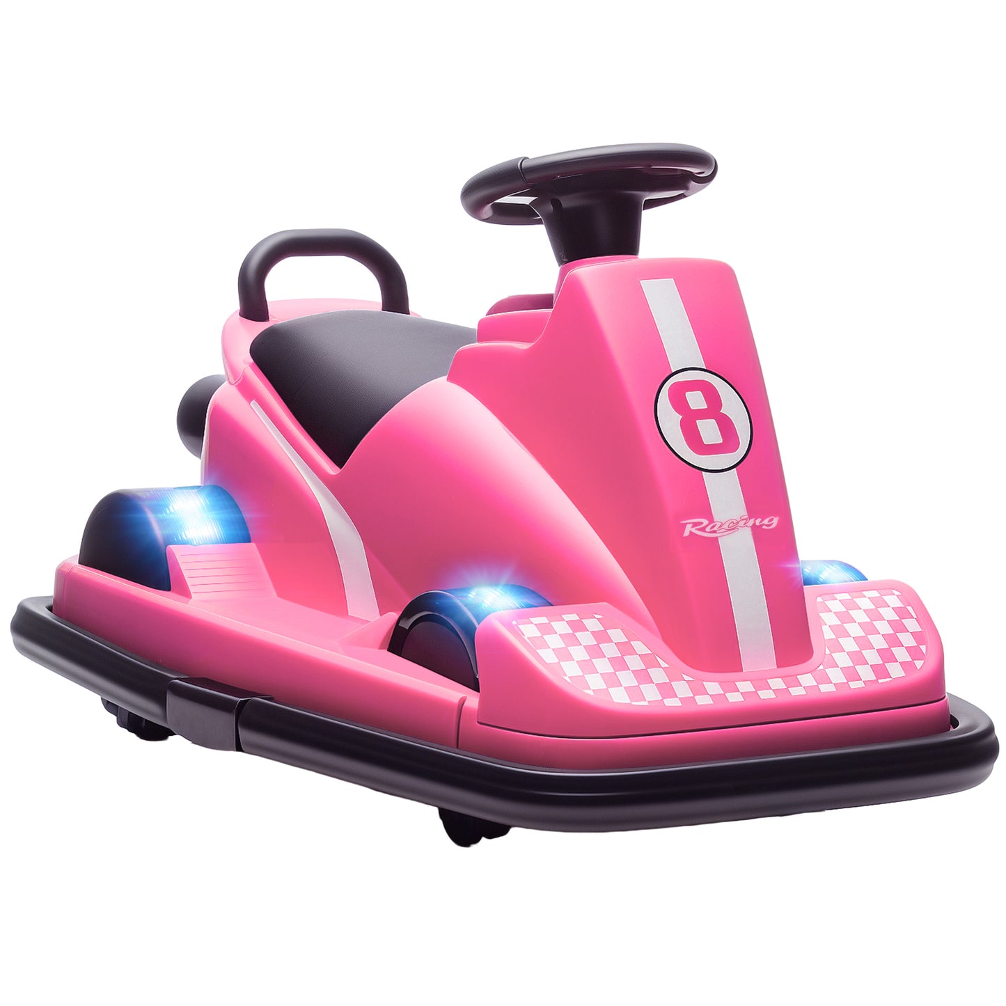 Photo of AIYAPLAY Kids Bumper Car, 360° Rotation Spin Electric Waltzer Car with LED Lights, Music for Ages 3-8 Years Old, Pink in Pink colour on a white background
