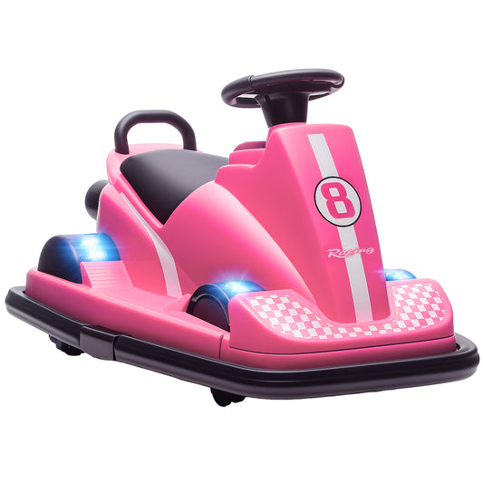 Photo of AIYAPLAY Kids Bumper Car, 360° Rotation Spin Electric Waltzer Car with LED Lights, Music for Ages 3-8 Years Old, Pink in Pink colour on a white background