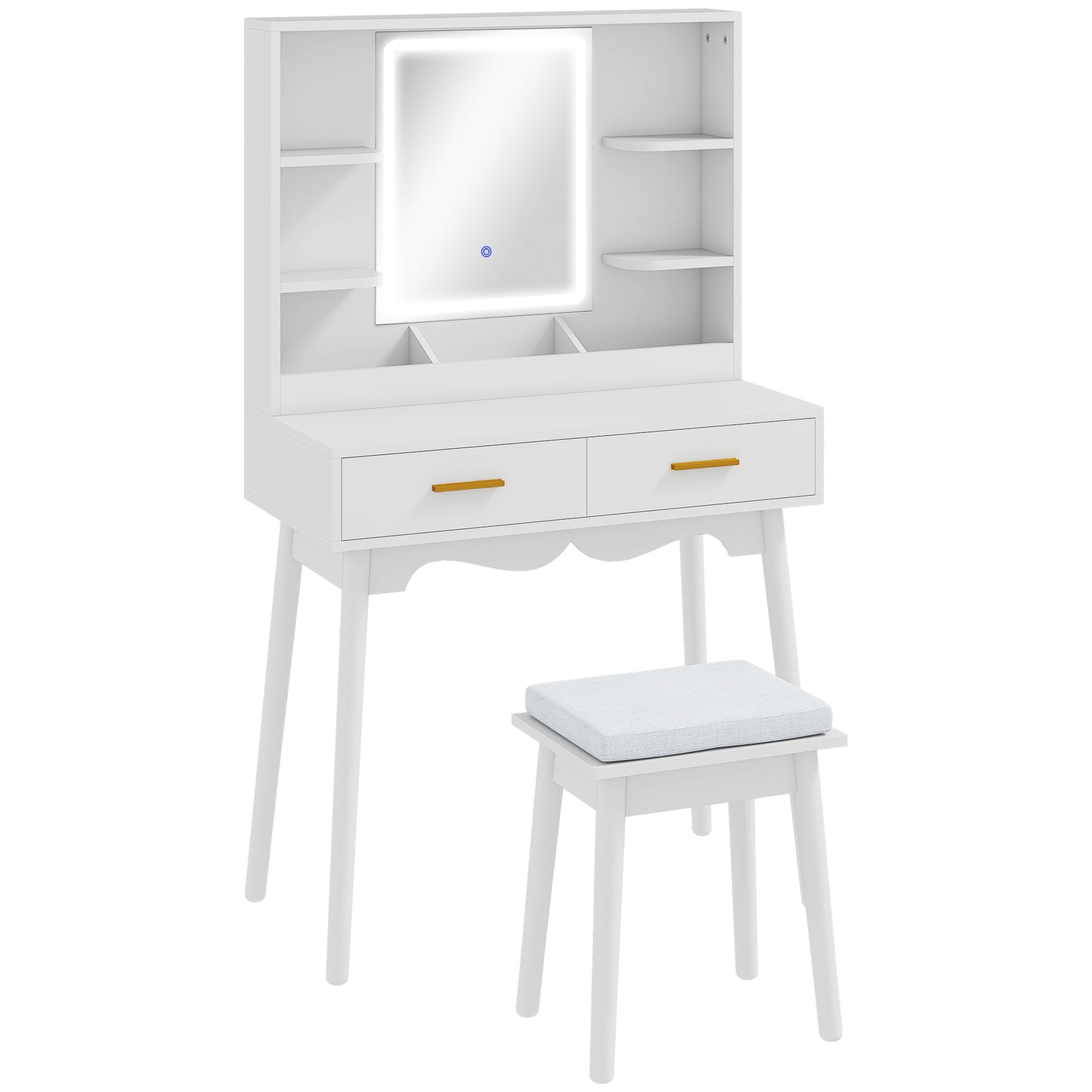 Photo of HOMCOM Elegant Dressing Table, with LED Mirror - White in White colour on a white background