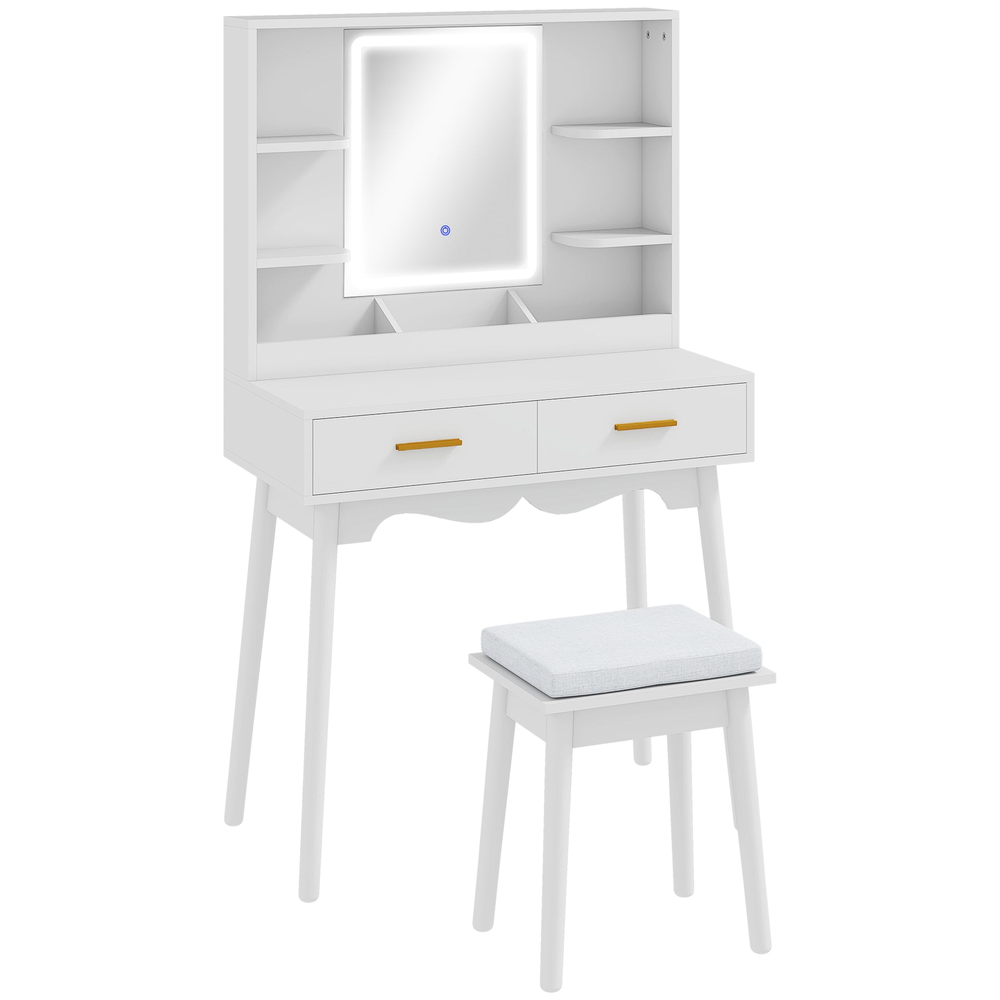 Photo of HOMCOM Elegant Dressing Table, with LED Mirror - White in White colour on a white background