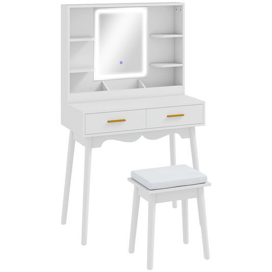 Photo of HOMCOM Elegant Dressing Table, with LED Mirror - White in White colour on a white background