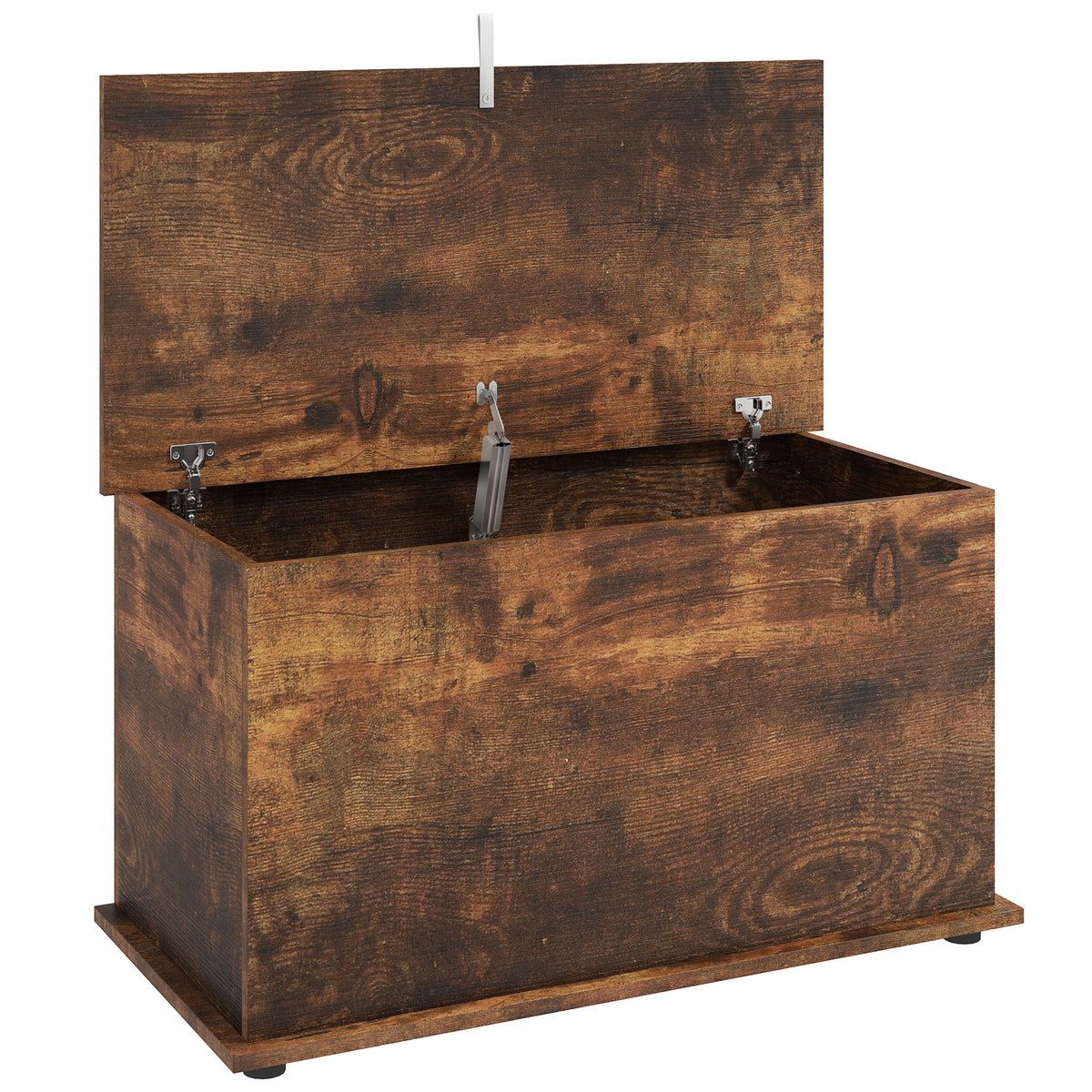 Photo of HOMCOM Storage Chest, 102L Blanket Box, Shoe Bench Safety Hinged Lid, Bed End Bench for Bedroom, 80 x 40 x 45cm, Rustic Brown in Brown colour on a white background