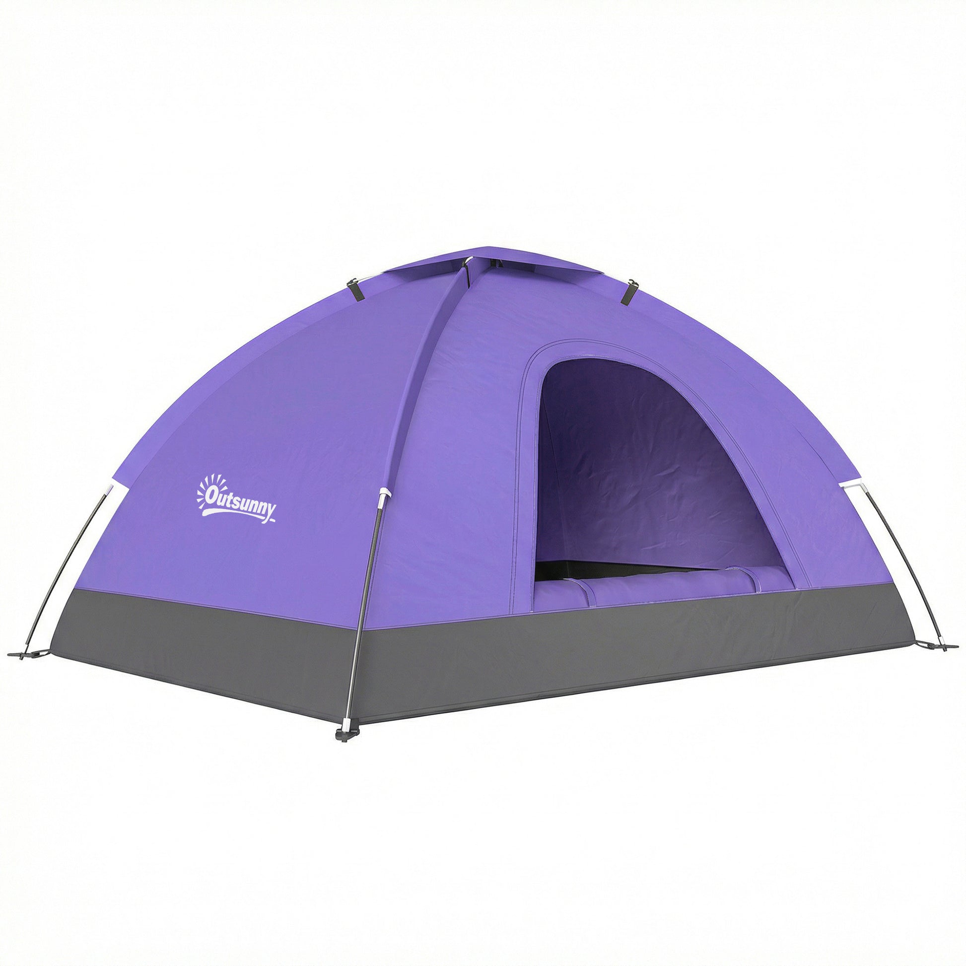 Photo of Outsunny 2 Person Camping Tent, Dome Tent with Zipped Doors, Storage Pocket, Portable Handy Bag, Light Purple in Purple colour on a white background
