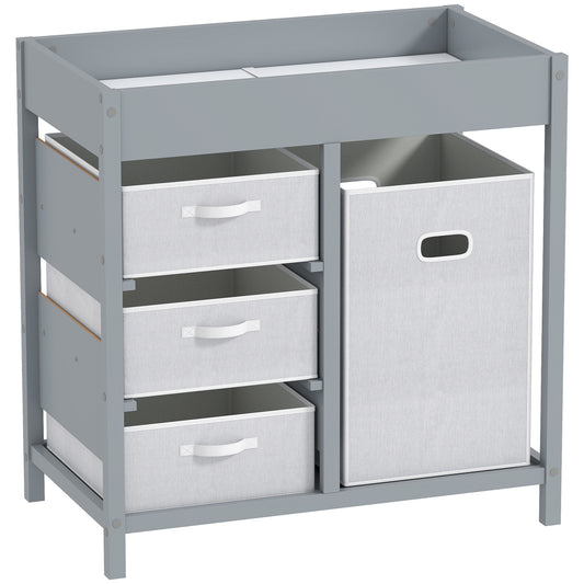 Photo of AIYAPLAY Baby Changing Unit with 4 Storage Drawers, Mat for Bedroom Nursery, 84 x 84.5 cm, Grey in Grey colour on a white background