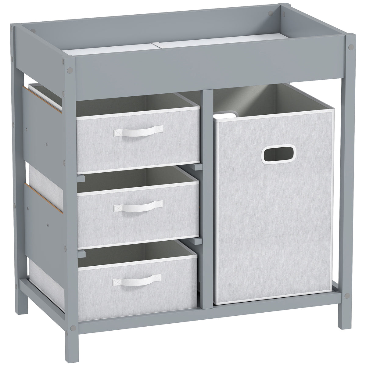 Photo of AIYAPLAY Baby Changing Unit with 4 Storage Drawers, Mat for Bedroom Nursery, 84 x 84.5 cm, Grey in Grey colour on a white background