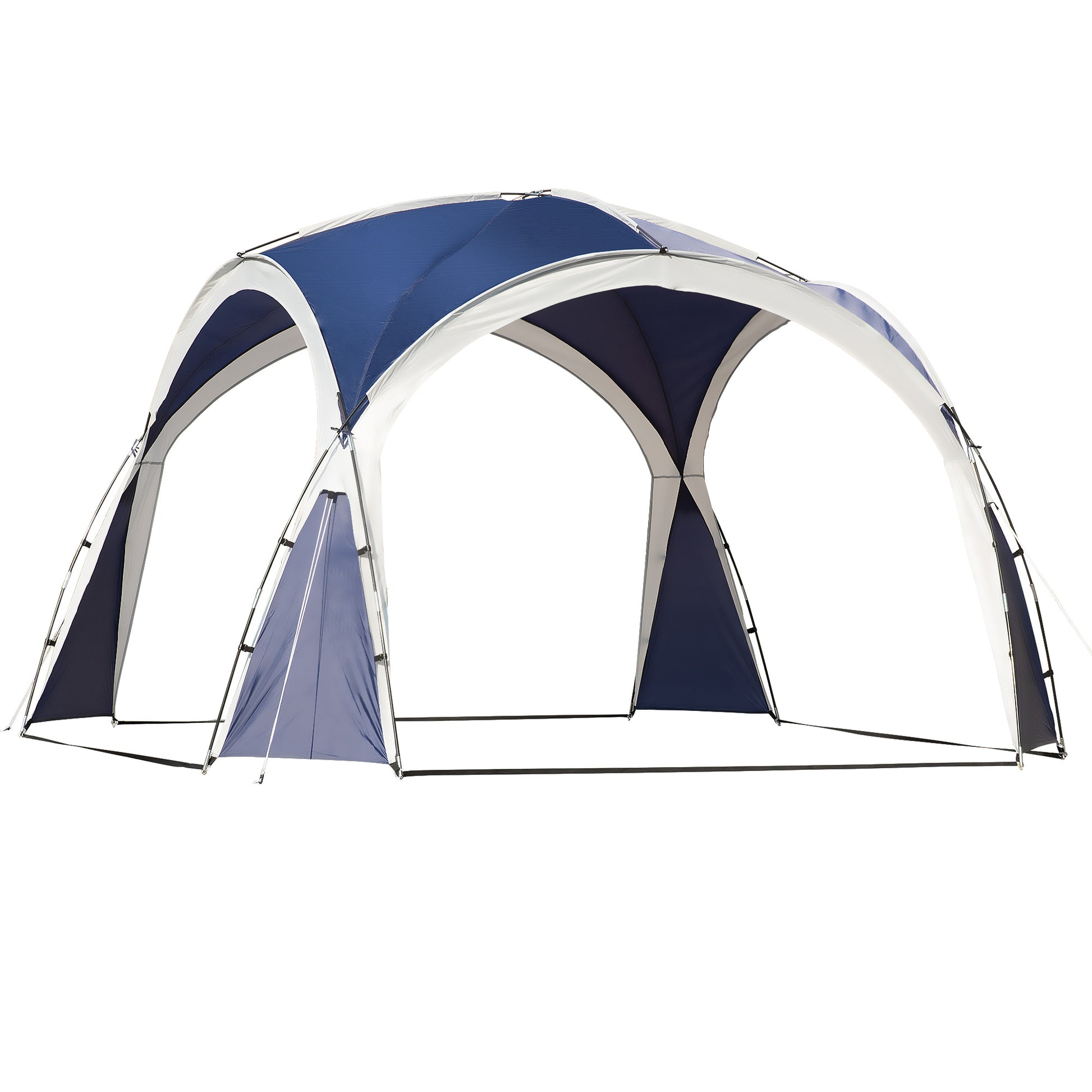 Photo of Outsunny 3.5 x 3.5M Camping Gazebo, Outdoor Event Shelter Dome Tent Garden Sun Shelter Patio Spire Arc Pavilion Camp Sun Shade Tent for 6-8 Person, Blue and Grey in Grey colour on a white background
