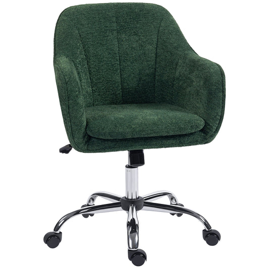 Photo of HOMCOM Snow Flannel Office Chair with Padded for Home - Dark Green in Green colour on a white background
