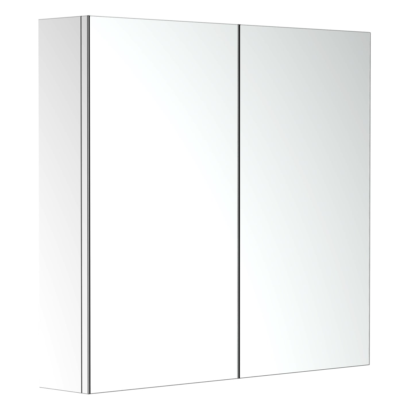 Photo of HOMCOM Bathroom Mirror Cabinet, Stainless Steel Wall Mounted  Bathroom Storage Cabinet with Double Doors, 60x55cm in 60x55cm colour on a white background