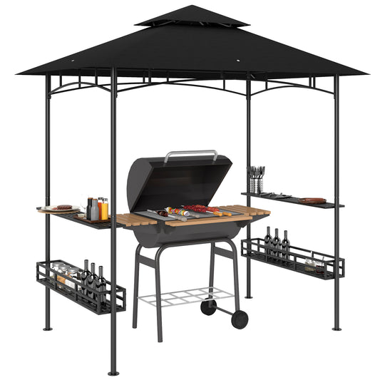 Photo of Outsunny 150 x 240cm BBQ Grill Gazebo, with Shelves - Grey in Grey colour on a white background