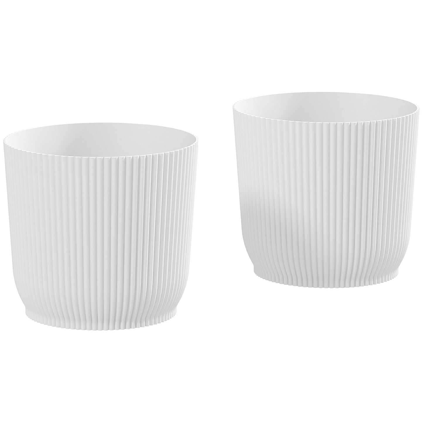 Photo of Outsunny Set of Two Ф22cm Planters - White in White colour on a white background