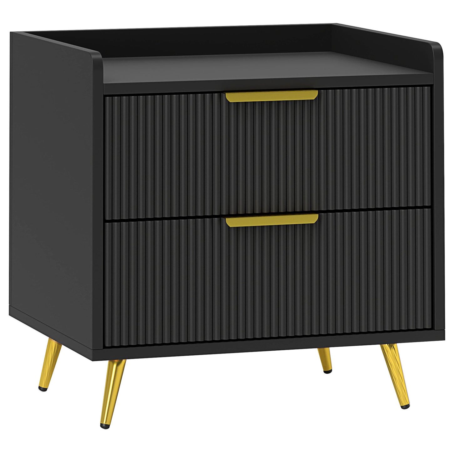 Photo of HOMCOM Elegant Two-Drawer Bedside Table - Black in Black colour on a white background