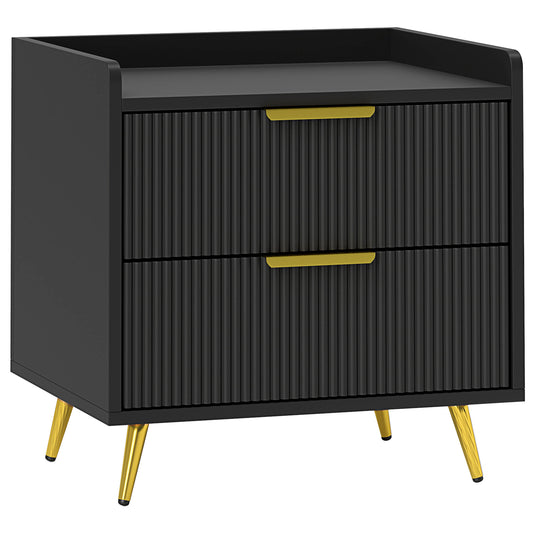 Photo of HOMCOM Elegant Two-Drawer Bedside Table - Black in Black colour on a white background