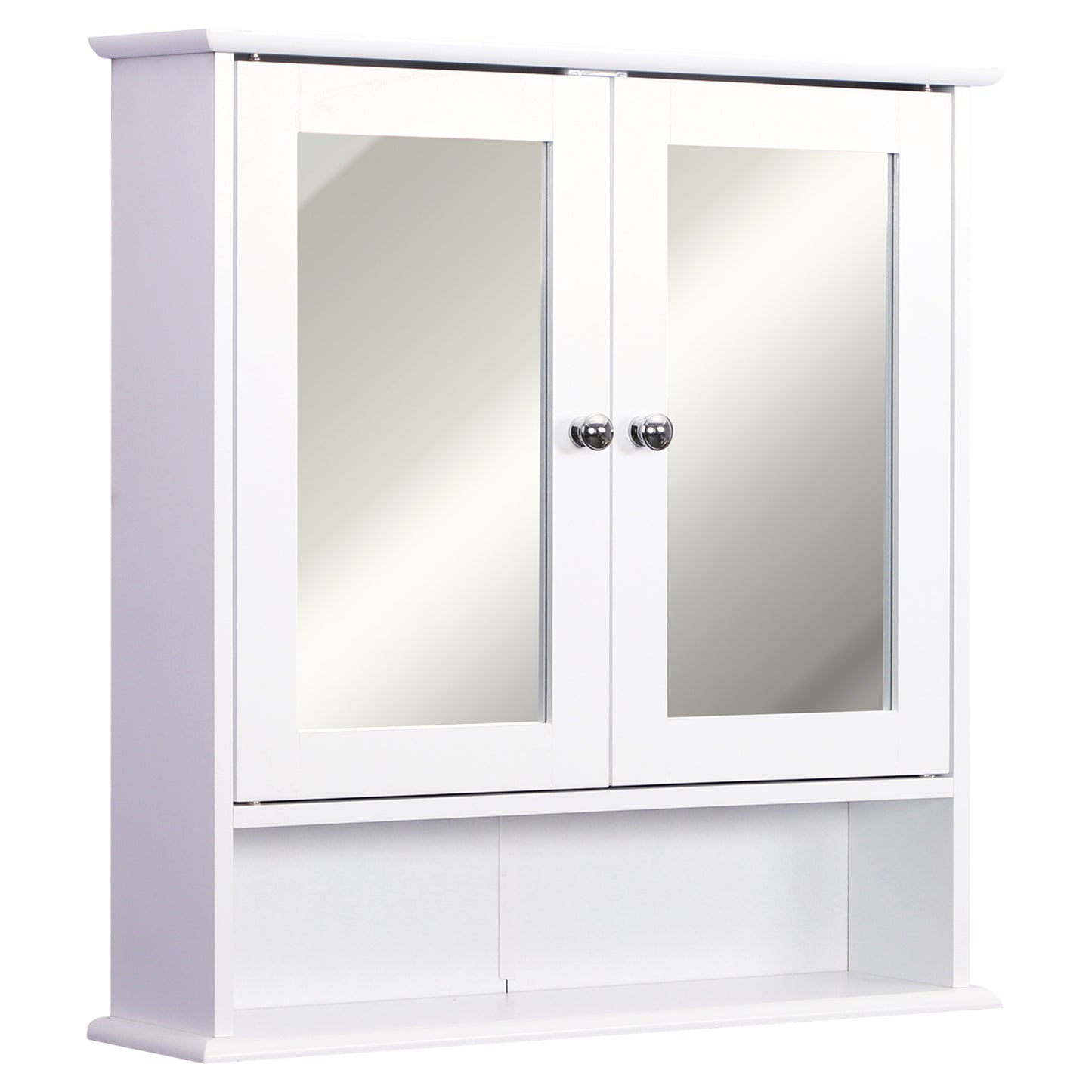 Photo of kleankin Wall-mounted Bathroom Cabinet Mirror Door Organiser Storage Shelves Living Room White in White colour on a white background