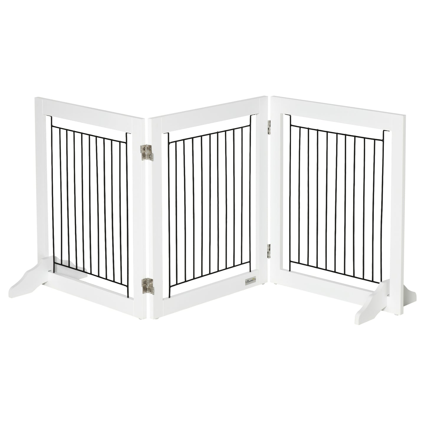 Photo of PawHut Foldable Pet Gate, with Three Panels & Two Support Feet - White in White colour on a white background