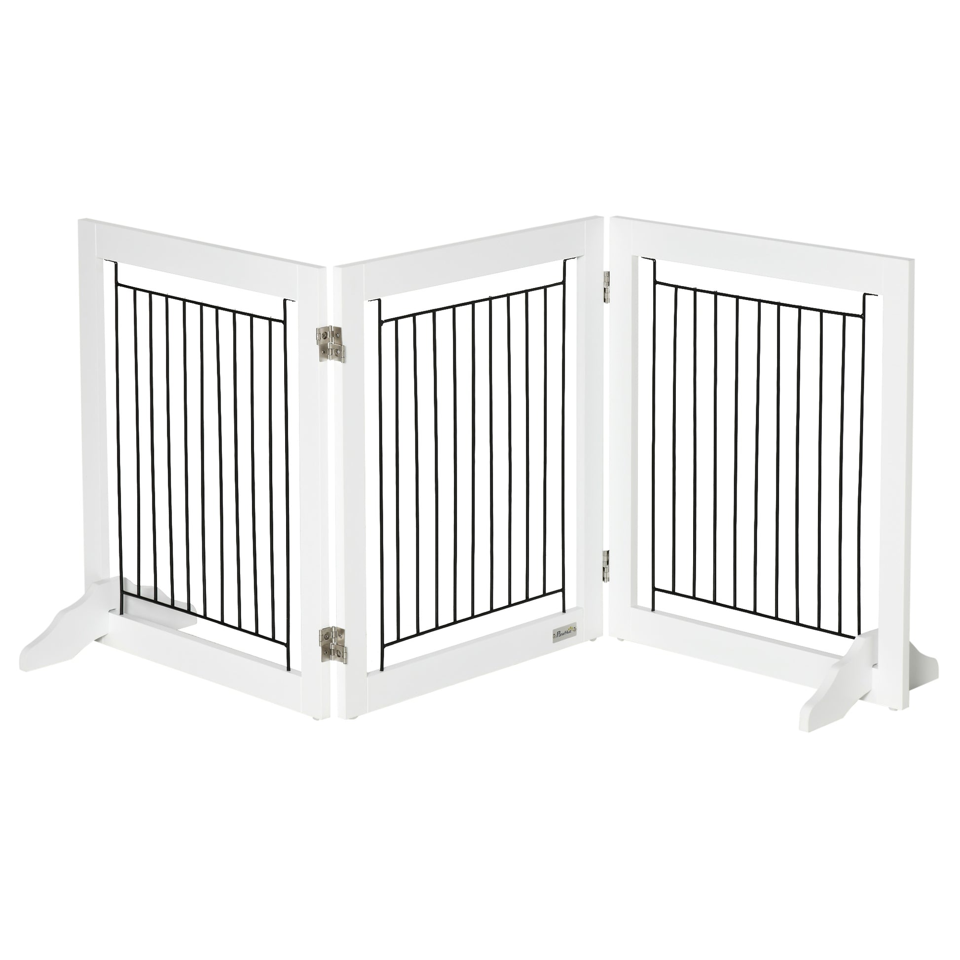 Photo of PawHut Foldable Pet Gate, with Three Panels & Two Support Feet - White in White colour on a white background