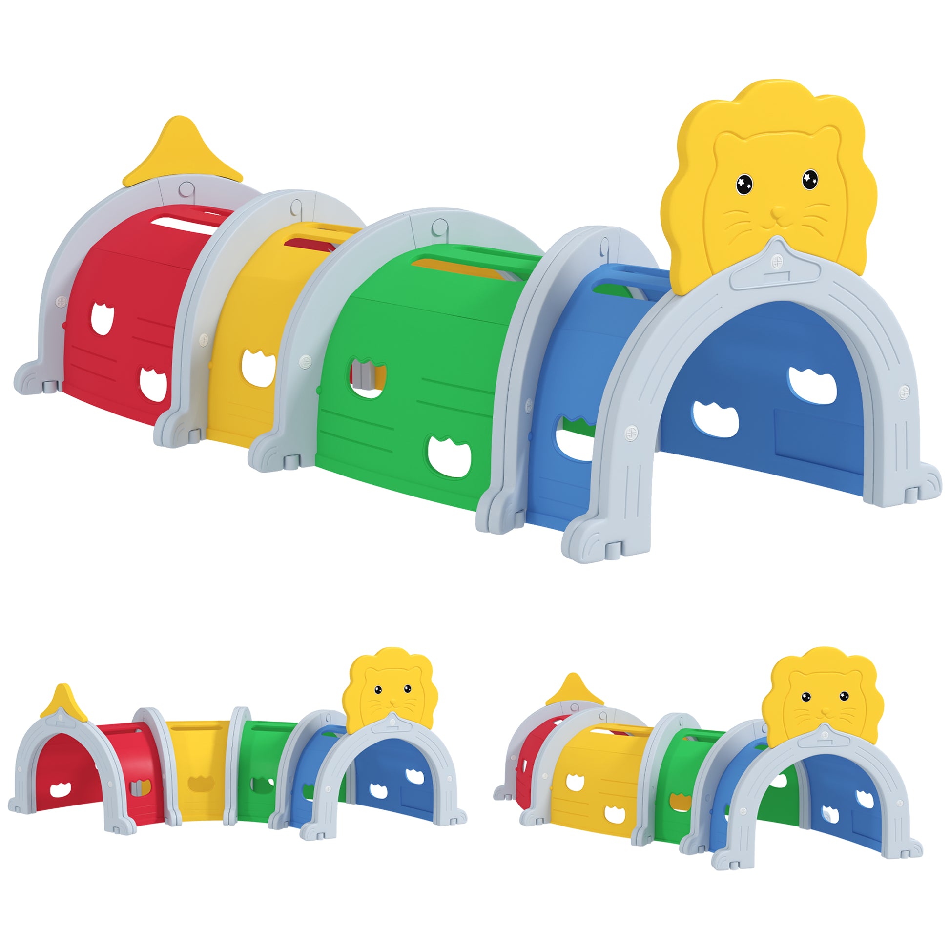 Photo of AIYAPLAY Kids Play Tunnel with Lion Design for 3-6 Years, Crawling, Climbing, Indoors & Outdoors in Outdoors colour on a white background