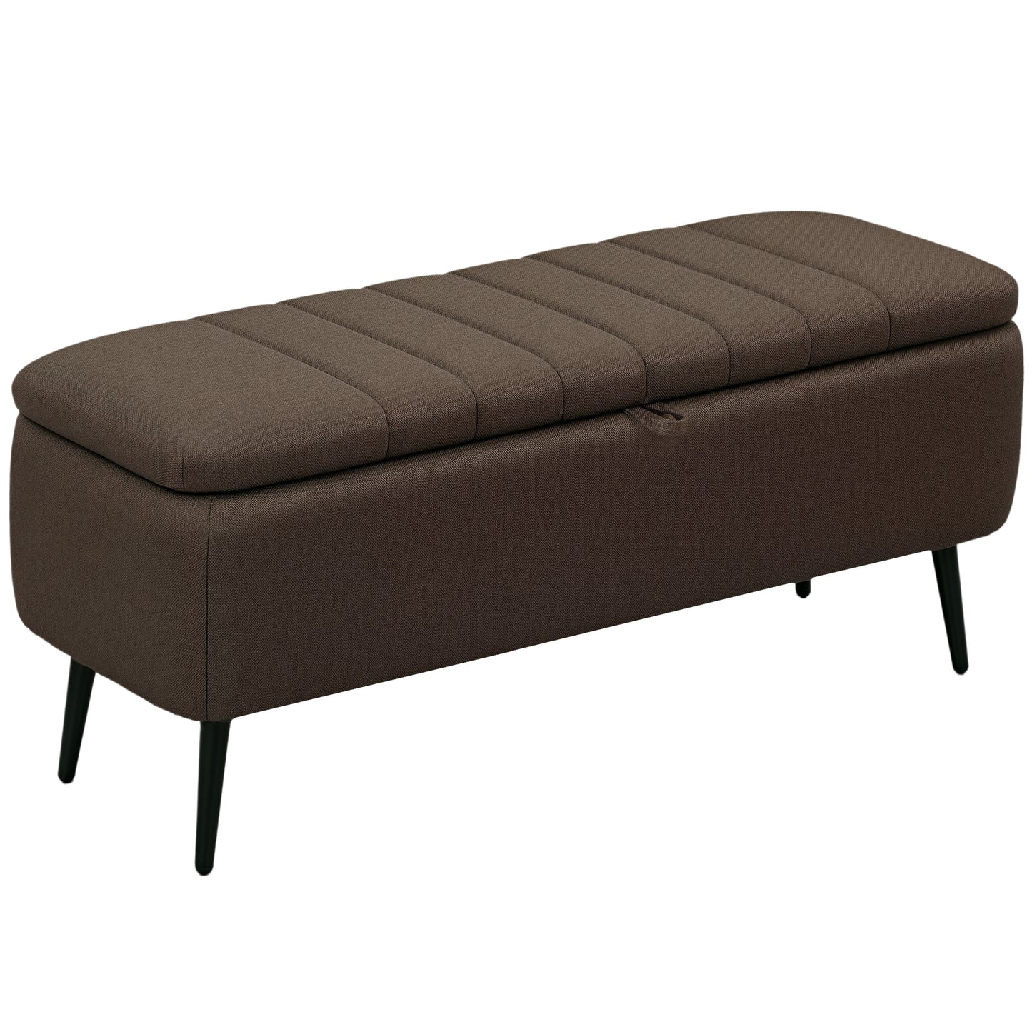 Photo of HOMCOM Linen-Look 92 x 31cm Storage Ottoman - Dark Brown in Brown colour on a white background
