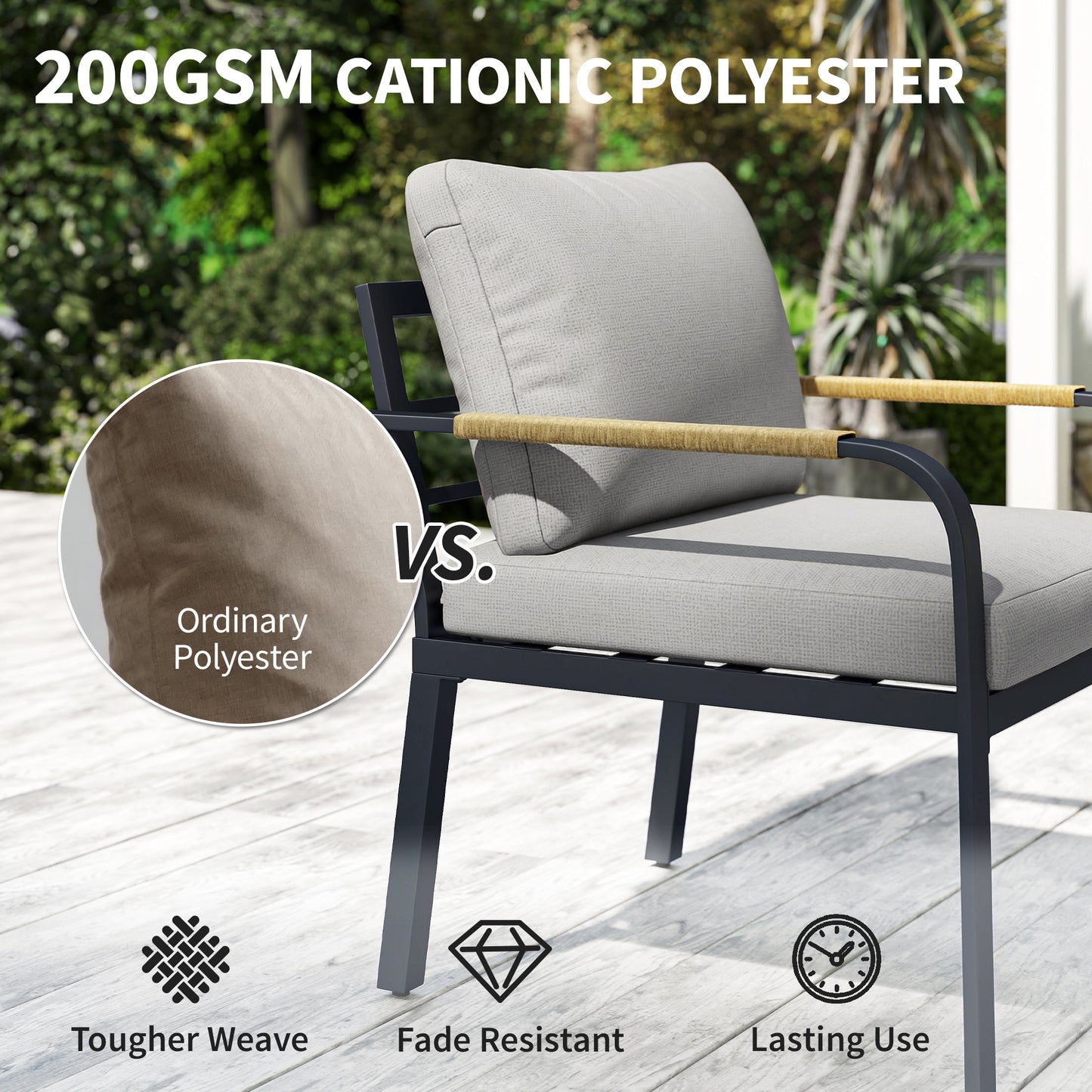 Outsunny 7 Seater Garden Furniture Set, Metal Garden Sofa Set with Cushions, Outdoor Furniture Conversation Sets, Light Grey