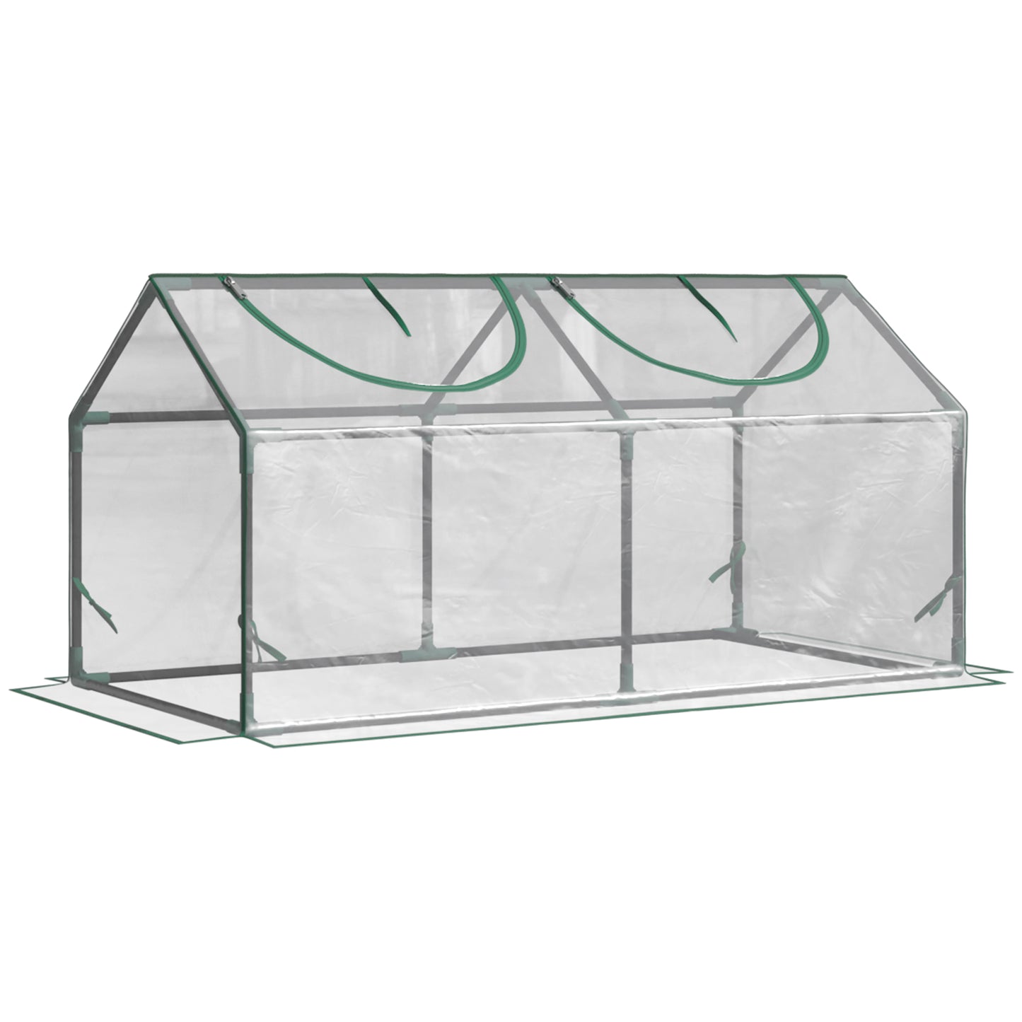 Photo of Outsunny Mini Greenhouse Portable Flower Planter Vegetable Grow House for Garden with Zipped Windows, 120 x 60 x 60 cm, Clear in Clear colour on a white background