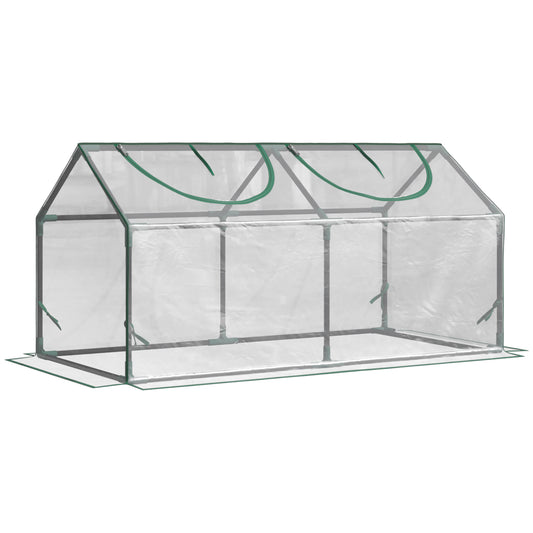 Photo of Outsunny Mini Greenhouse Portable Flower Planter Vegetable Grow House for Garden with Zipped Windows, 120 x 60 x 60 cm, Clear in Clear colour on a white background