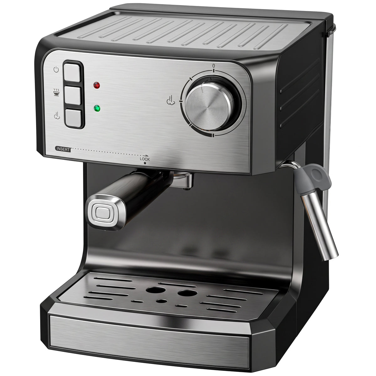 Photo of HOMCOM Espresso Machine, 20-Bar Semi Automatic Cappuccino Coffee Maker with Frother Wand, 1.6 L Water Tank, Black in Black colour on a white background