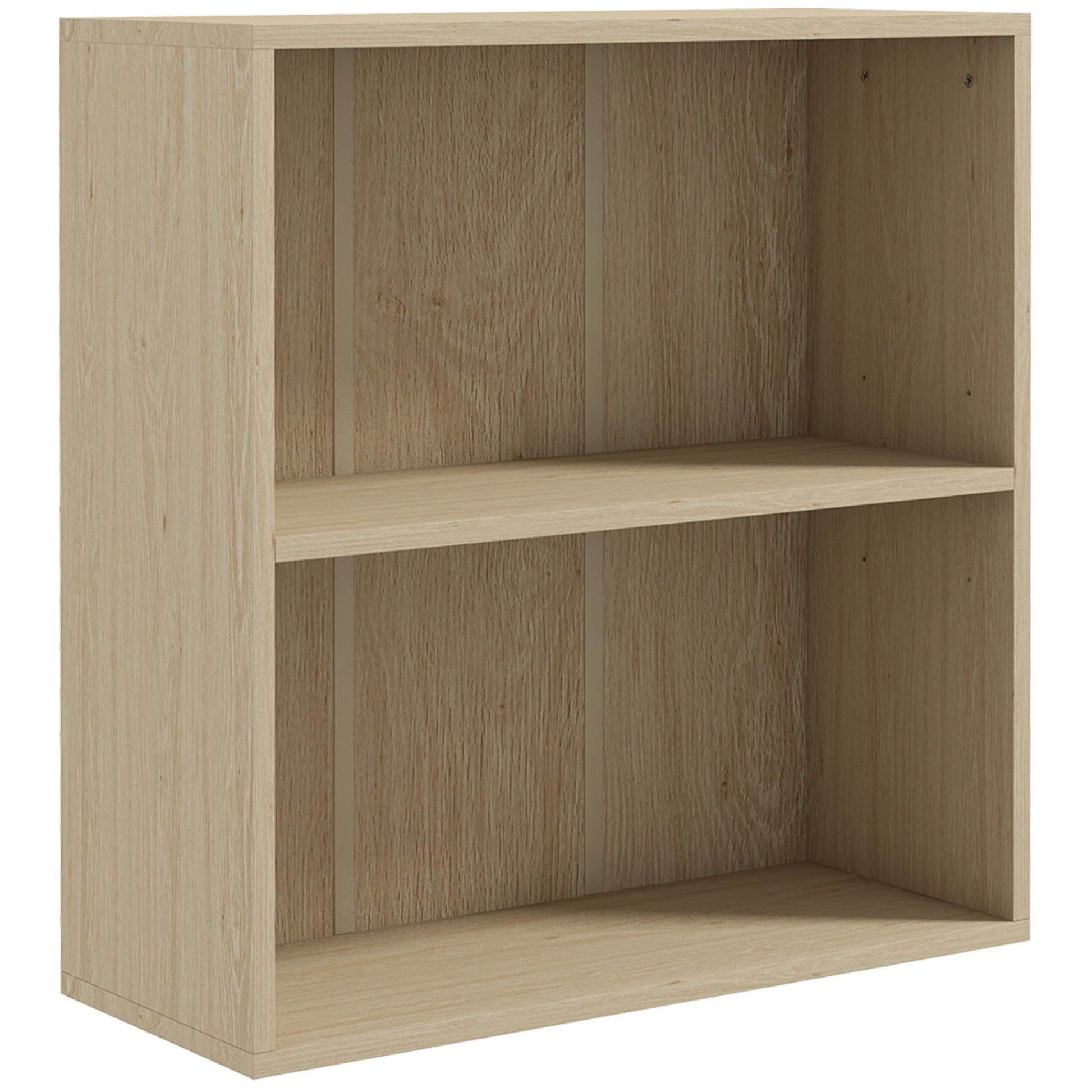 Photo of HOMCOM 2 Tier Bookshelf, Low Bookcase with Adjustable Shelf, 2 Compartments for Home Office, Living Room, Study, Natural in Natural colour on a white background