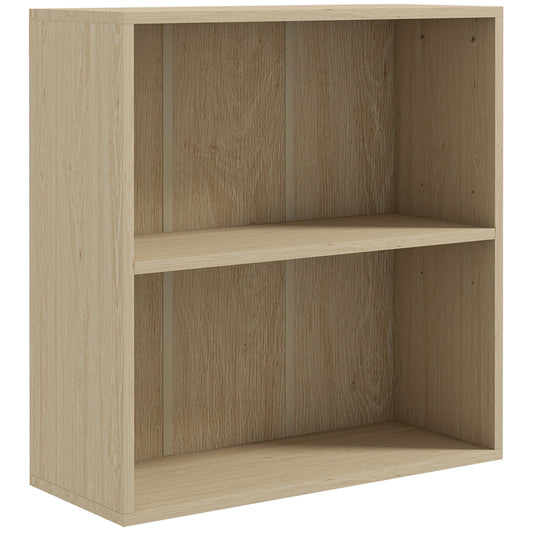 Photo of HOMCOM 2 Tier Bookshelf, Low Bookcase with Adjustable Shelf, 2 Compartments for Home Office, Living Room, Study, Natural in Natural colour on a white background